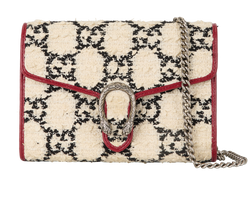 Mini Tweed Dionysus WOC, Fabric/Leather, White/Red, 401231, 2*